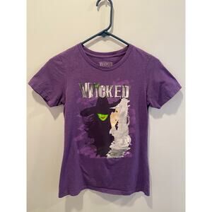 Purple Wicked Women’s Medium Tee depicting the broadway musical, 60% Cotton